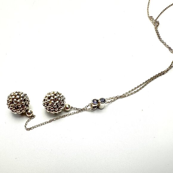 Links of London Silver Y Necklace  w/Iolite Slider—Effervescence Bubble 25" EUC - Picture 2 of 8
